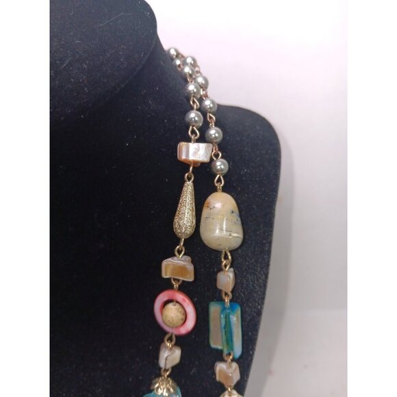 Statement Necklace Nautical Mermaid Gemstone Shell Fish Cruise Beachy Coastal - Picture 6 of 8